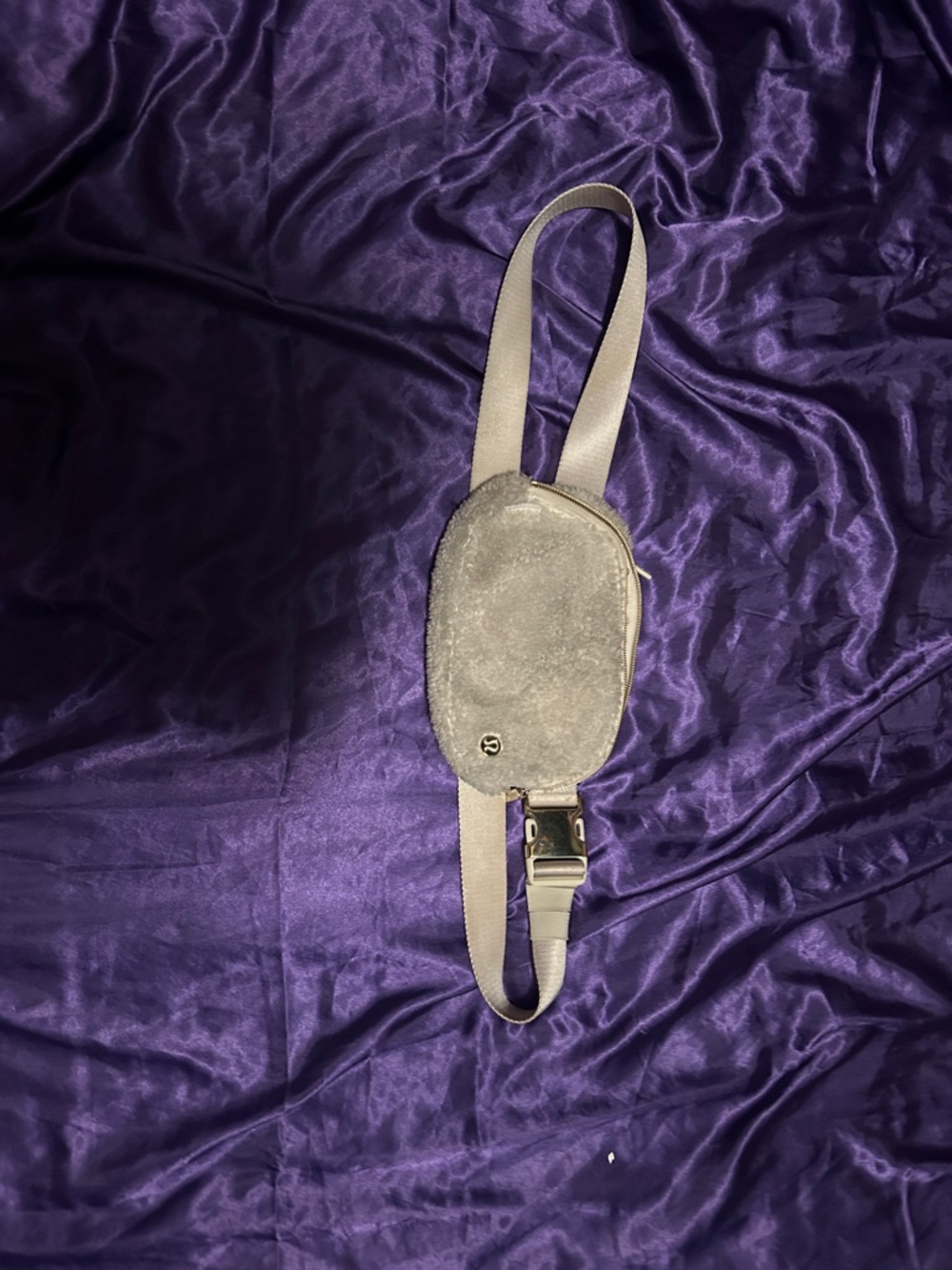 Lululemon White Suede Oval Crossbody Belt Bag